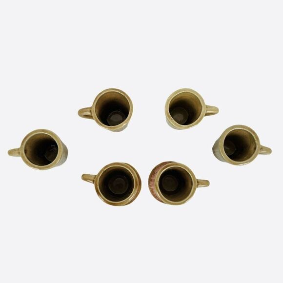 Vintage Ceramic Mini Barrel Mugs Set of 6 Shot Glasses 2 Saucers Marked FOREIGN - Picture 2 of 7